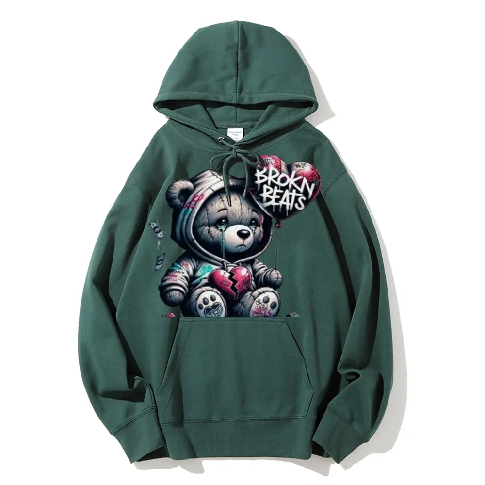 Women Cute Broken Bear Graphic Hoodies