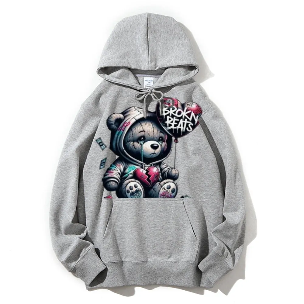 Women Cute Broken Bear Graphic Hoodies