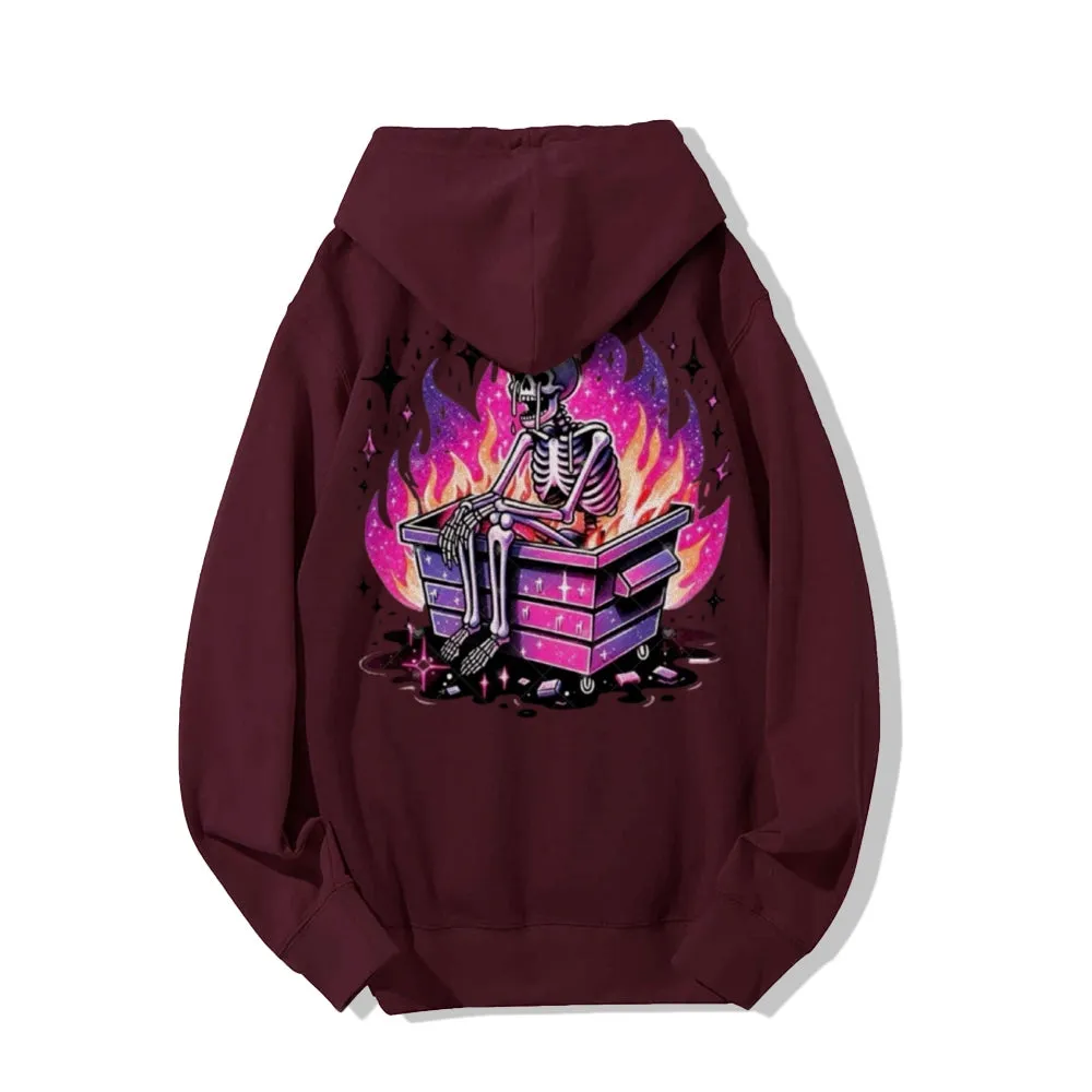 Women Cute Crying Skull Graphic Hoodies