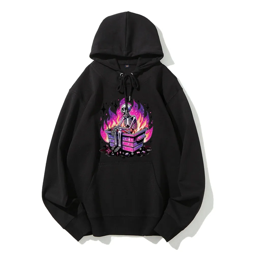 Women Cute Crying Skull Graphic Hoodies