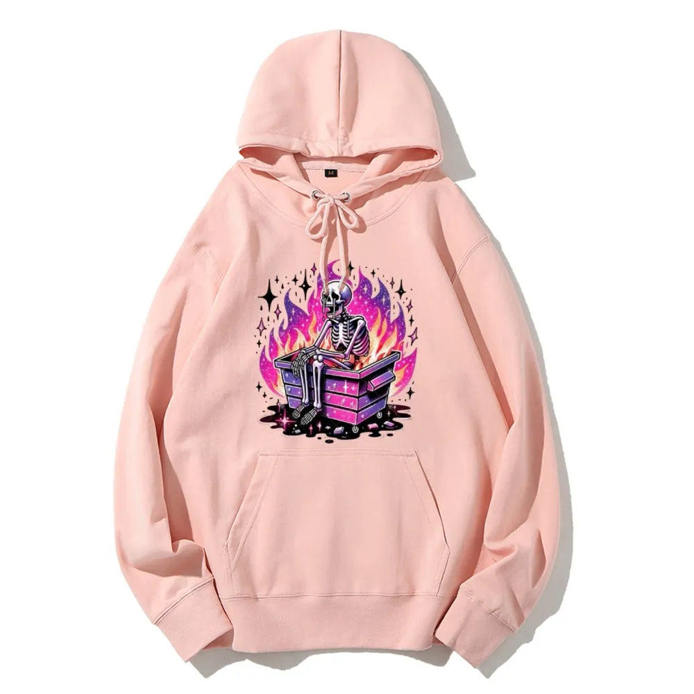 Women Cute Crying Skull Graphic Hoodies