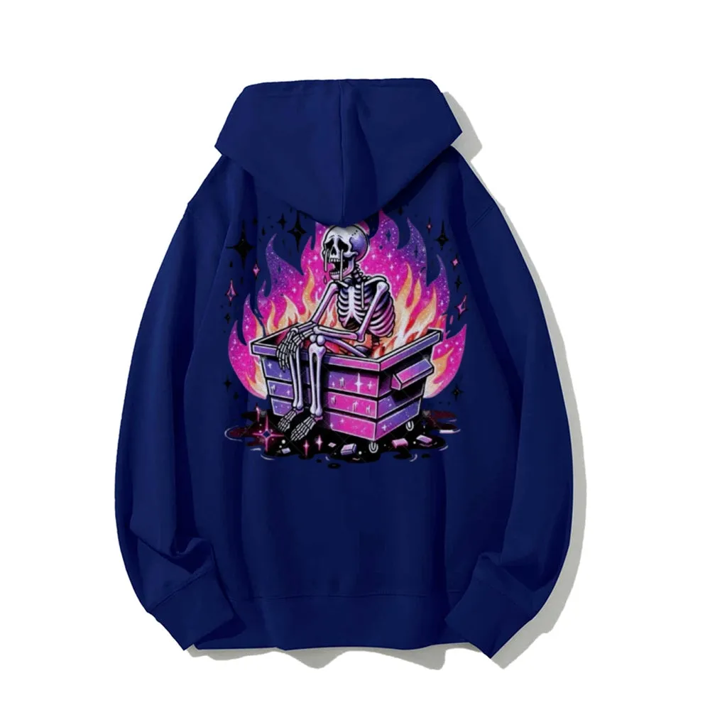 Women Cute Crying Skull Graphic Hoodies