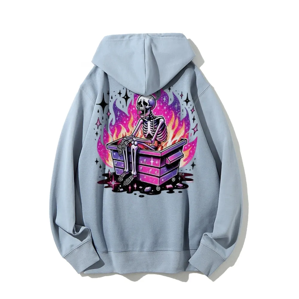 Women Cute Crying Skull Graphic Hoodies