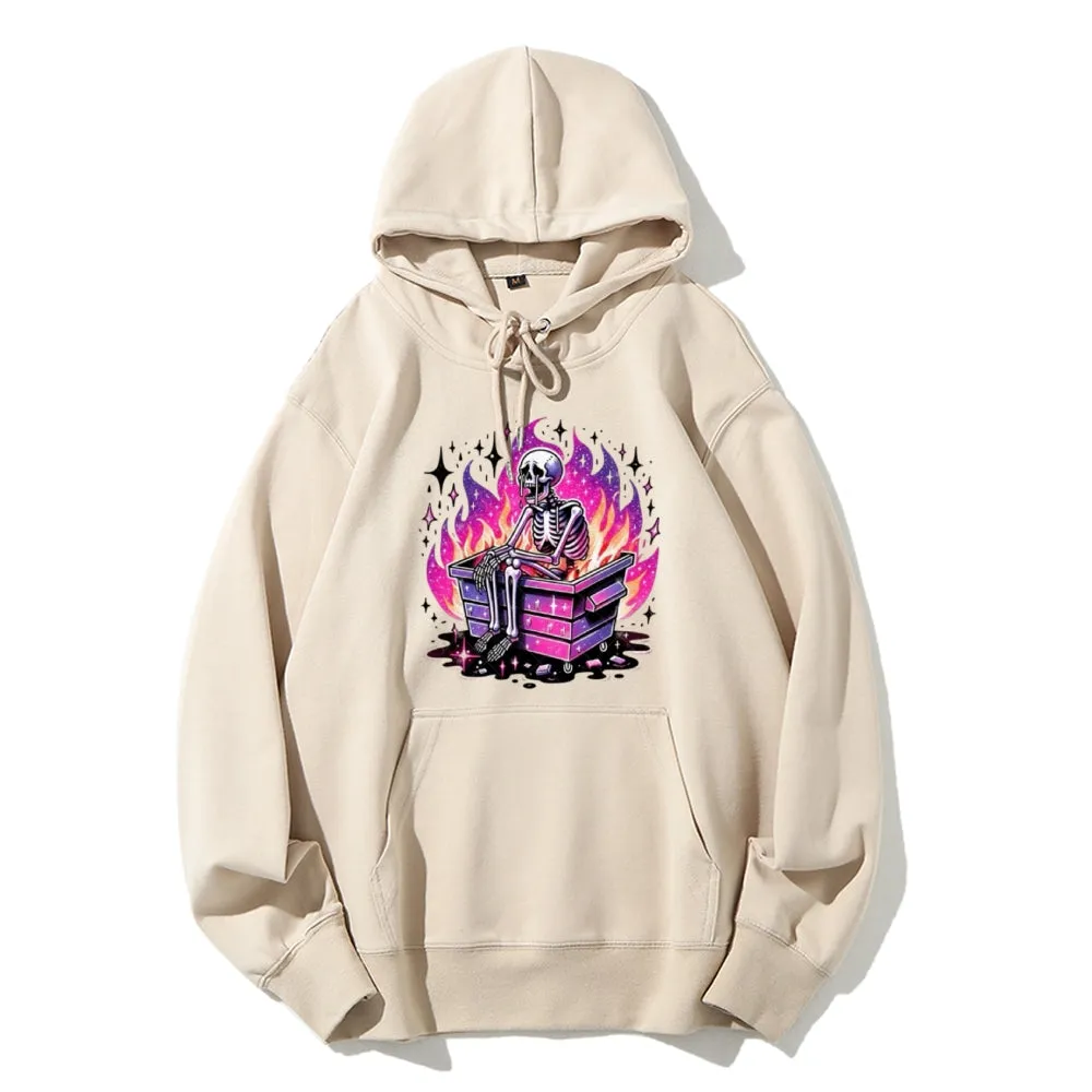 Women Cute Crying Skull Graphic Hoodies