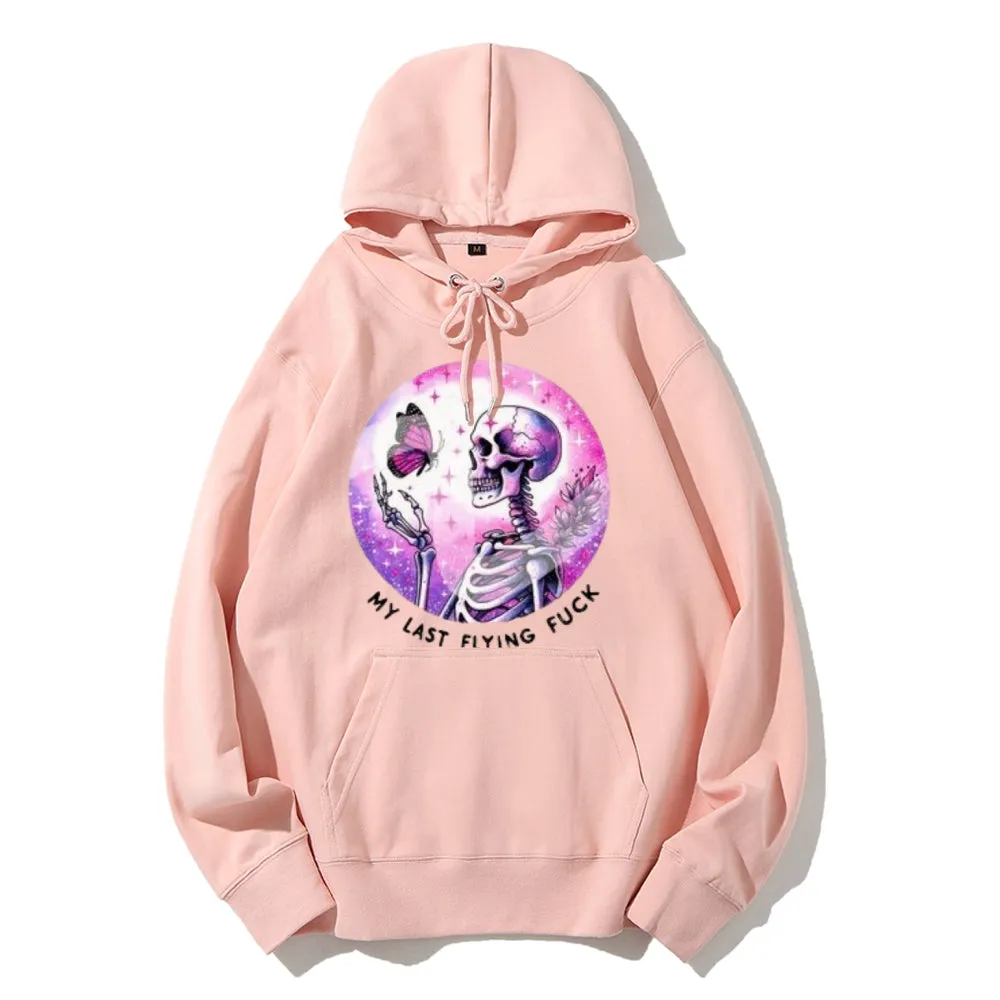 Women Cute Skeleton with Flying Graphic Hoodies