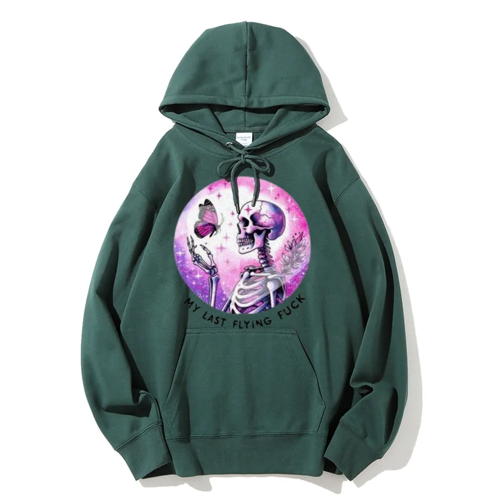 Women Cute Skeleton with Flying Graphic Hoodies