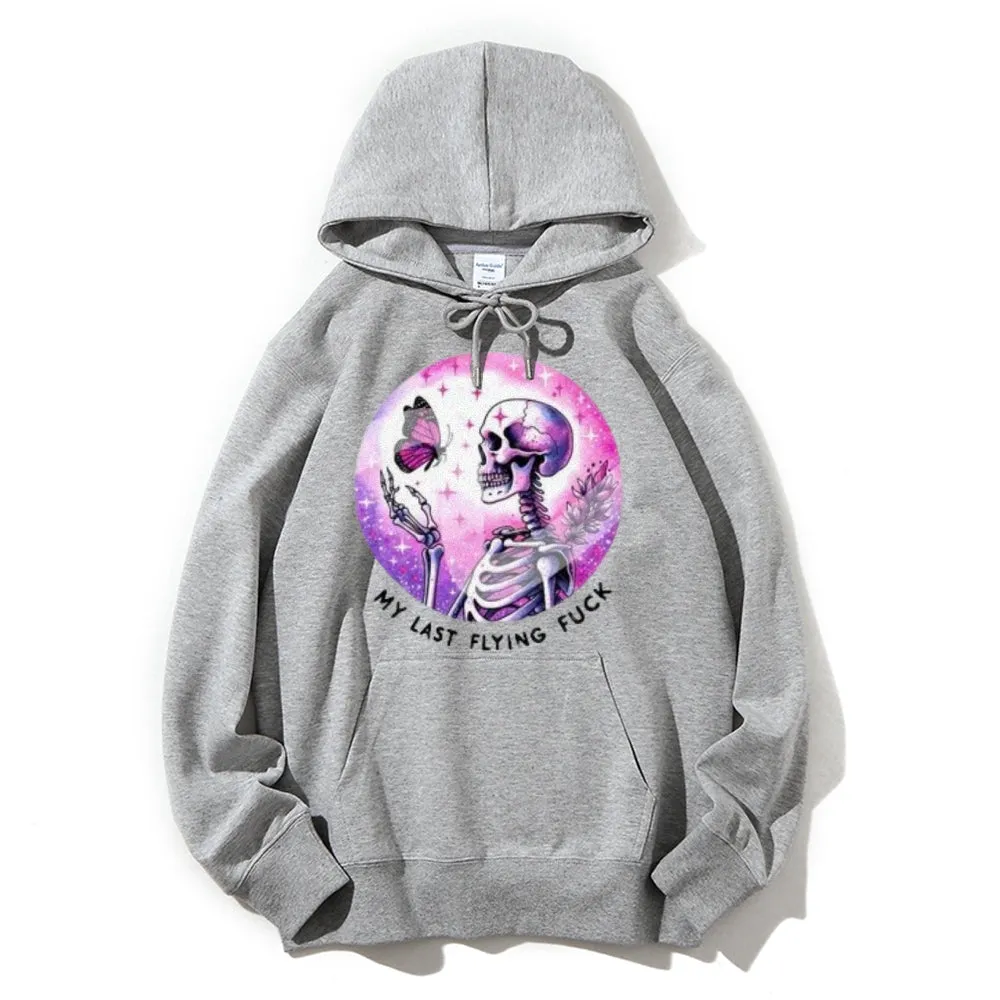 Women Cute Skeleton with Flying Graphic Hoodies