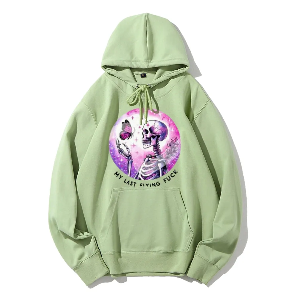 Women Cute Skeleton with Flying Graphic Hoodies