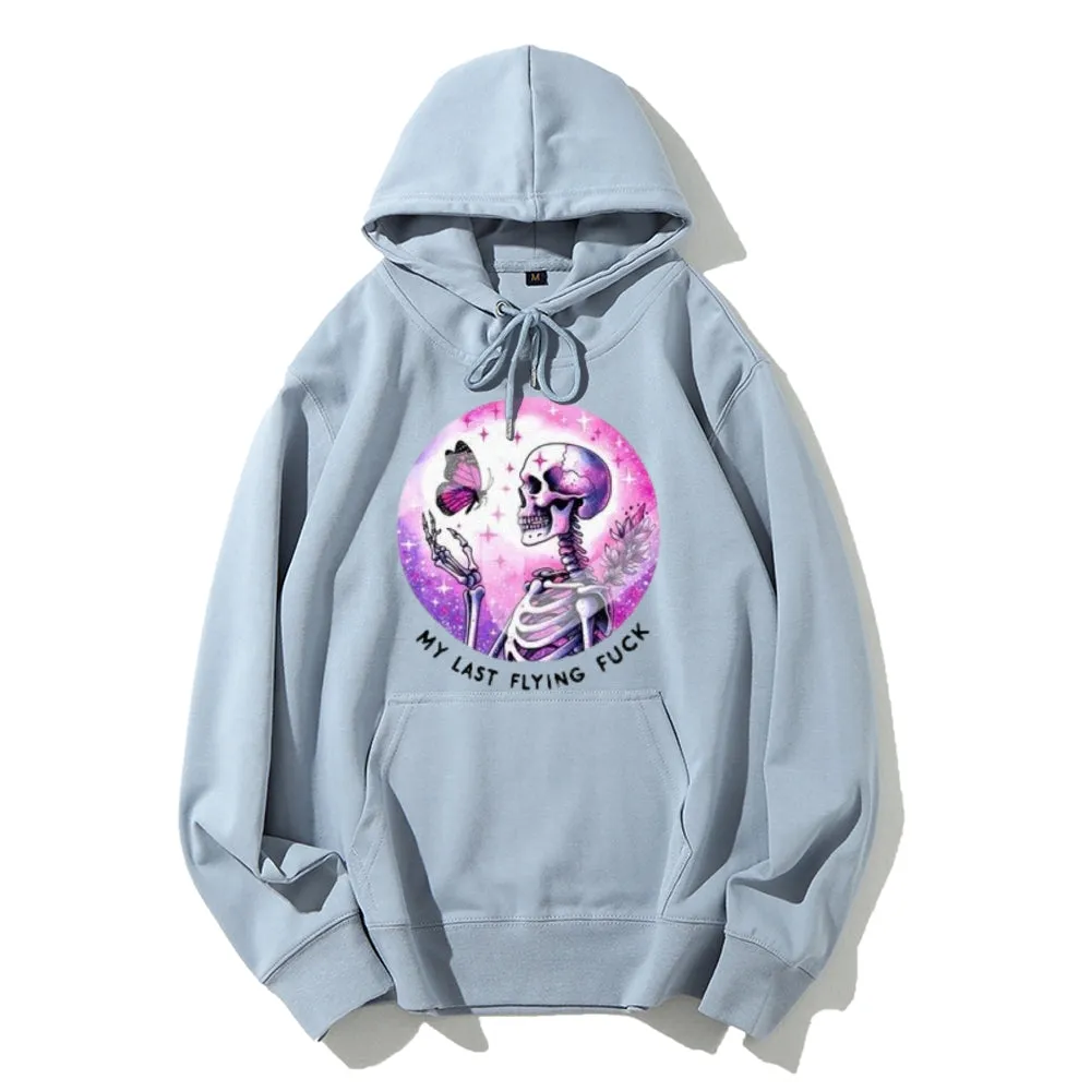 Women Cute Skeleton with Flying Graphic Hoodies