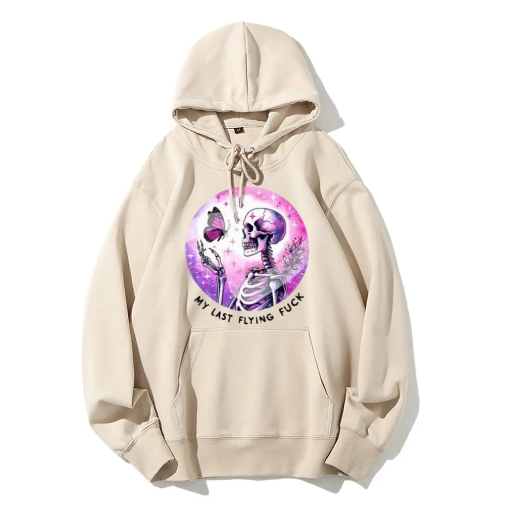 Women Cute Skeleton with Flying Graphic Hoodies