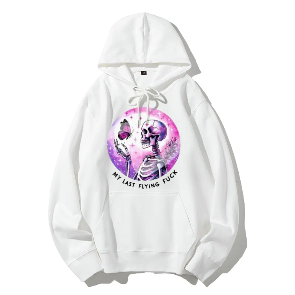 Women Cute Skeleton with Flying Graphic Hoodies