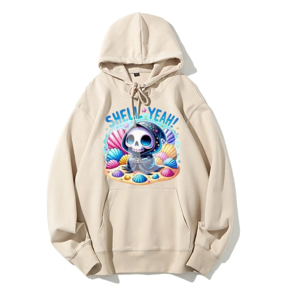 Women Cute Skeleton with Shell Graphic Hoodies