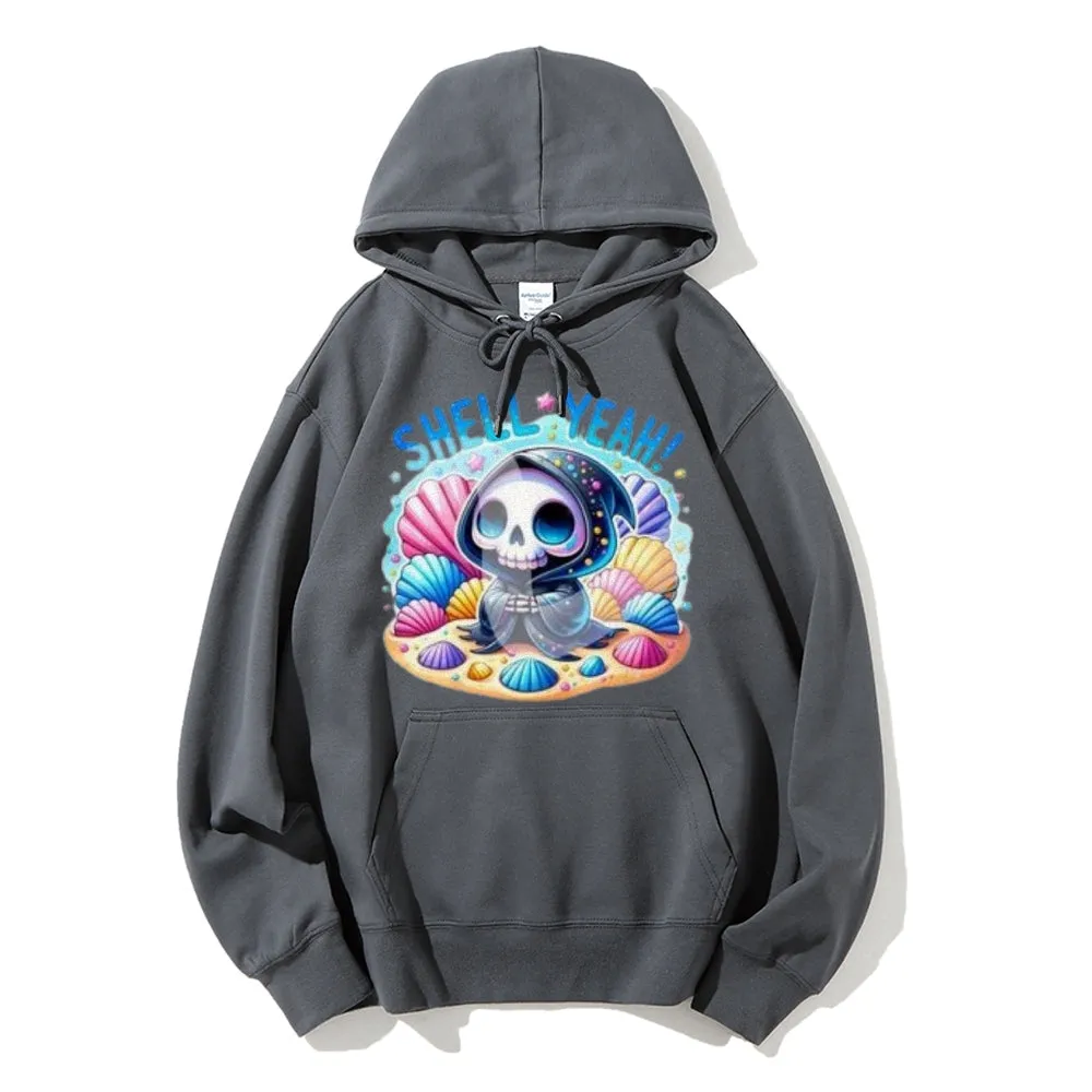 Women Cute Skeleton with Shell Graphic Hoodies