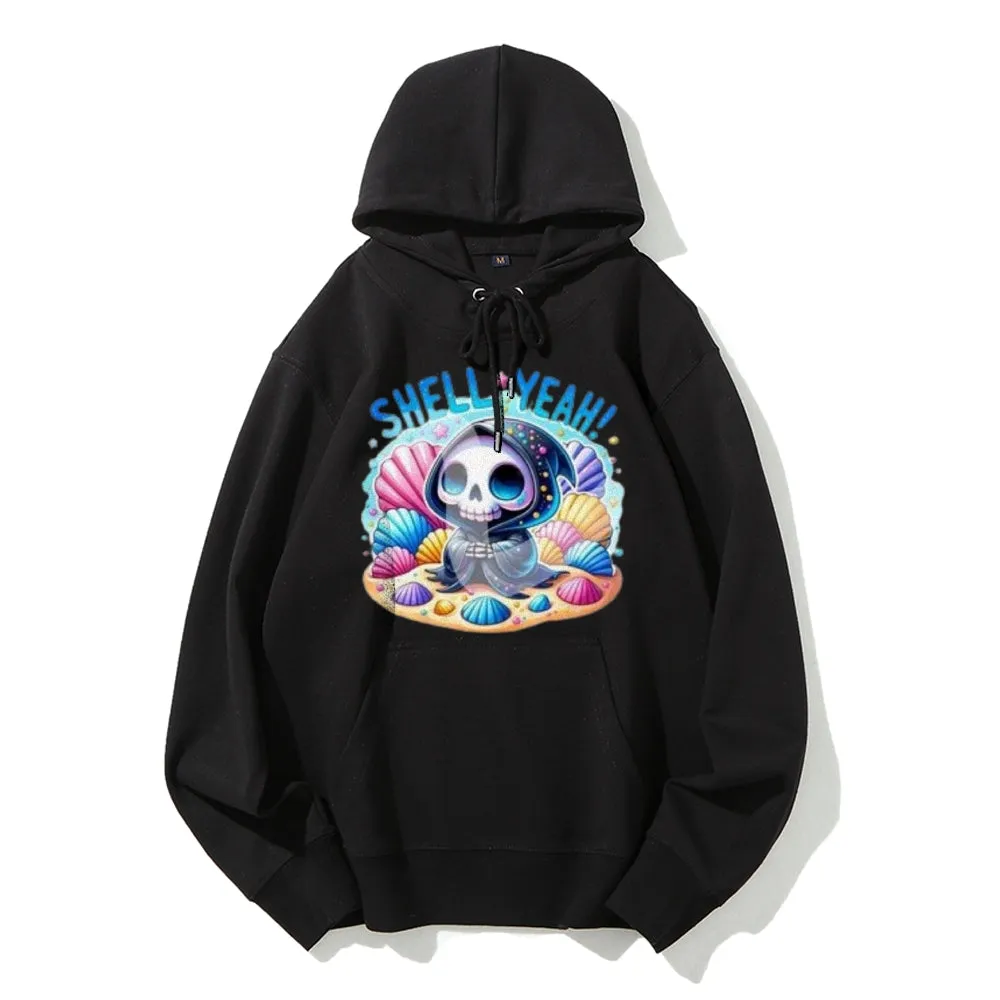 Women Cute Skeleton with Shell Graphic Hoodies