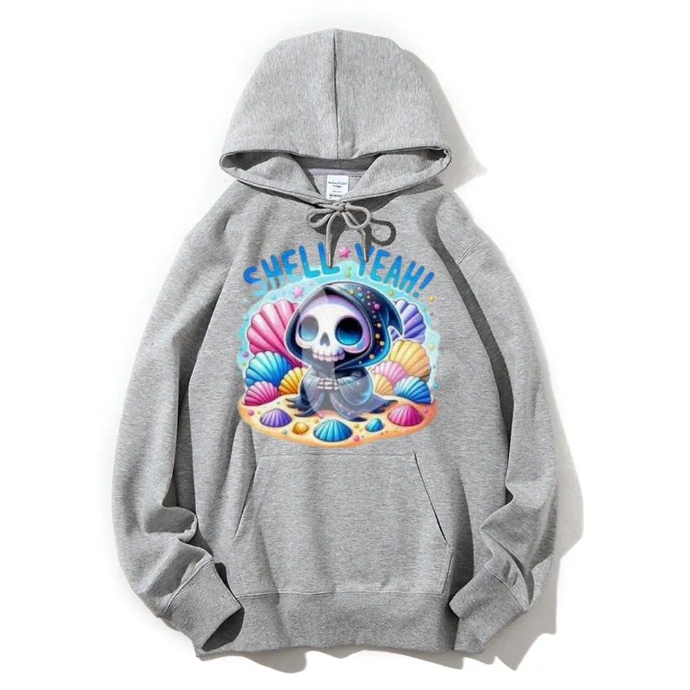 Women Cute Skeleton with Shell Graphic Hoodies