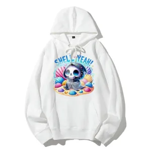 Women Cute Skeleton with Shell Graphic Hoodies